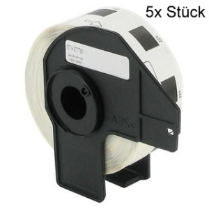 5 x Etiketten kompatible Brother (DK-11221), 23mm x 23mm, 1000 Etiketten/Rolle, weiss, permanent