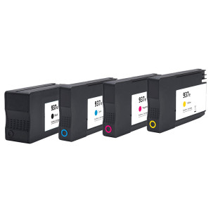 Multipack Drucker-Patrone rebuilt HP (937E) BK/C/M/Y, mit XL-Füllung, HP OfficeJet Pro-9100/9110/9117/9120/9123/9130/9133/9700/9720/9730