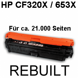 Toner-Patrone rebuilt HP (CF320X/653X) Black, Color LaserJet Enterprise Flow MFP M 680 z/Color LaserJet Enterprise MFP M 680/MFP M 680 dn/MFP M 680 f/MFP M 680 Series