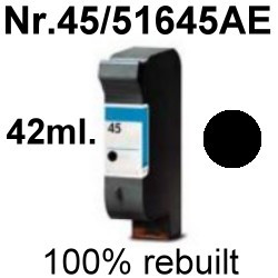Drucker-Patrone rebuilt HP (NO.45/51645AE) Black HP OfficeJet-G55/G85/G95/K60/K80/R40/R45/R60/R65/R80/T45/T65/Pro-1150/1170/1175, HP DeskJet-710C/720C/722C/930C/932C/935C/950C/952C/959C/960C/970CXI/980CXI/990C/995C/9300