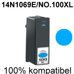 Drucker-Patrone kompatibel Lexmark (14N1093E/NO.100XL) Cyan Impact S-301/302/305/308, Interact S-602/605/608, Interpret S-402/405/408, Intution S-502/505/508, Prestige Pro-802/805/808, Prevail Pro-702/705/706/708/709