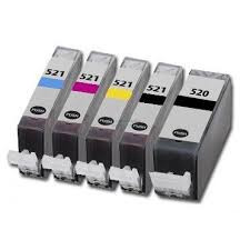5-er Multipack Drucker-Patrone kompatibel Canon (PGI-520/CLI-521) BK/PBK/C/M/Y