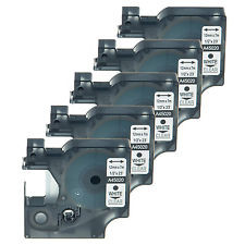 5 x Schriftband kompatible Dymo D1 (45020), Weiss auf Transparent, 12mm x 7m