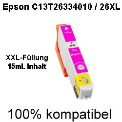 Drucker-Patrone kompatibel Epson (C13T26334010/26XL) Magenta Expression Premium XP-600/605/700/800