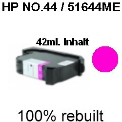 Drucker-Patrone rebuilt HP Nr.44 (51644ME) Magenta, DesignJet 350 C/350 C Plus/450 C/455 CA 24 Inch/455 CA 36 Inch/480 Series/DesignJet 488 CA 24 Inch/488 CA 36 Inch/700/D750 C/750 C Plus/750 Plus/750 Series/755 CM,DeskJet 750/750 C/750 Series/755/755 C