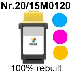 Drucker-Patrone rebuilt Lexmark (15M0120/NO.20) Color Lexmark X-70/71/73/125/4200/4250/4260/4270/4280, P-700/701/702/703/704/705/706/707/708/709, Z-11/31/41/42/43/44/45/51/52/53/54/82/701/701/703/704/705/706/707/708/715/716/718