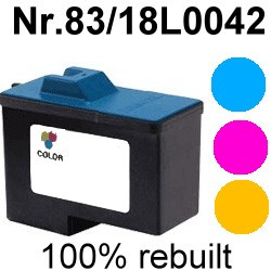 Drucker-Patrone rebuilt Lexmark (18L0042/NO.83) Color Lexmark X5100Series/X5130/X5150/X5190PRO/X6100Series/X6150/X6170/X6190/X6190PRO, Z55/Z55SE/Z56/Z65/ Z65N/Z65P/Z65PRO